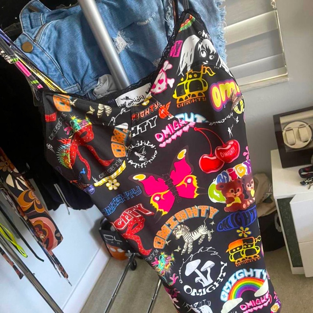 Brand new sold out black OMIGHTY logomania mini dress size medium